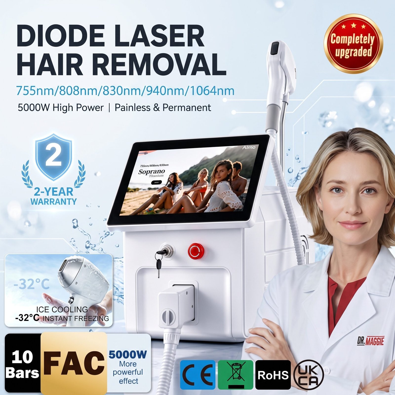5-Wavelength Diode Laser Hair Removal Machine | 5000W
