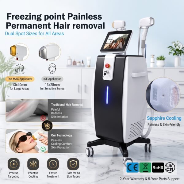 10-Bar Diode Laser Hair Removal Machine | 4-Wavelength Professional System