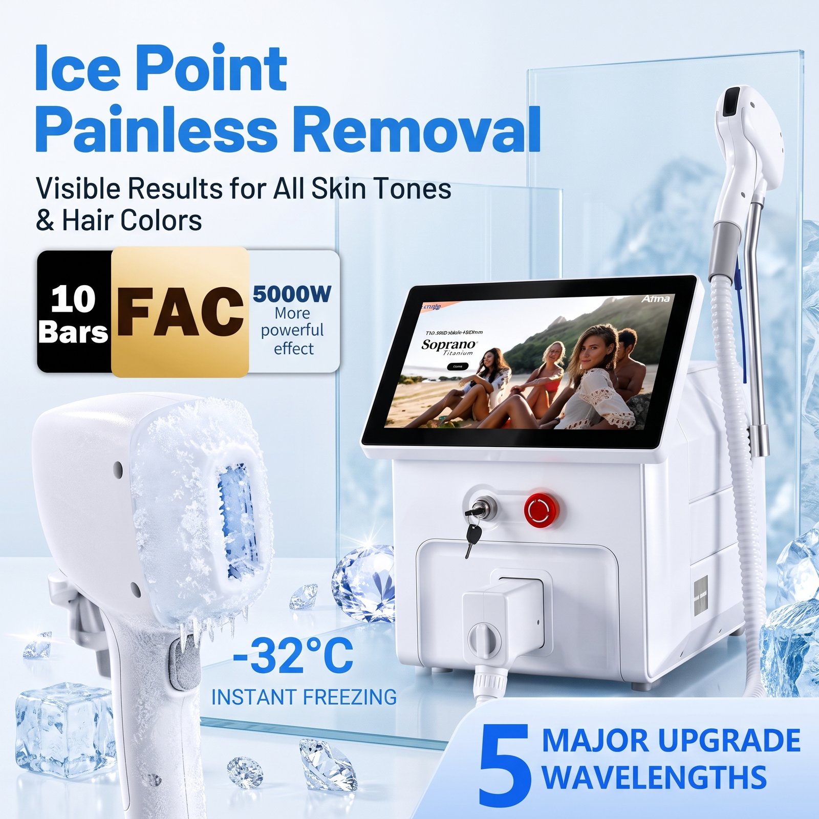 5-Wavelength Diode Laser Hair Removal Machine | 5000W - Image 3