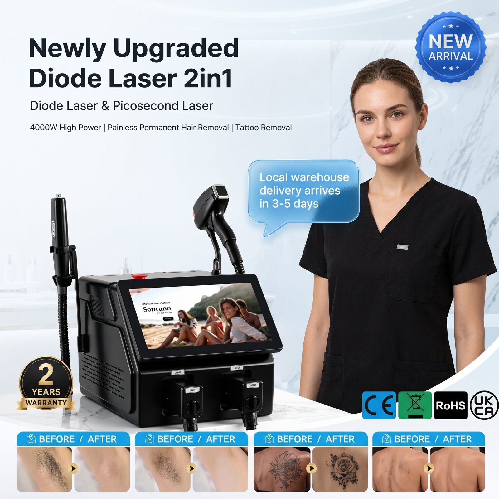 Professional 2-in-1 Diode Pico Laser for Hair & Tattoo Services - Image 5