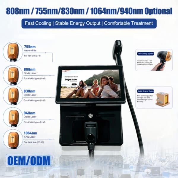 5000W Five-Wavelength Diode Laser: Hair Removal for Men & Women
